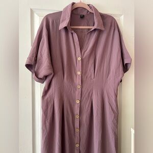 Button-Front Midi Shirt Dress in Dusty Mauve